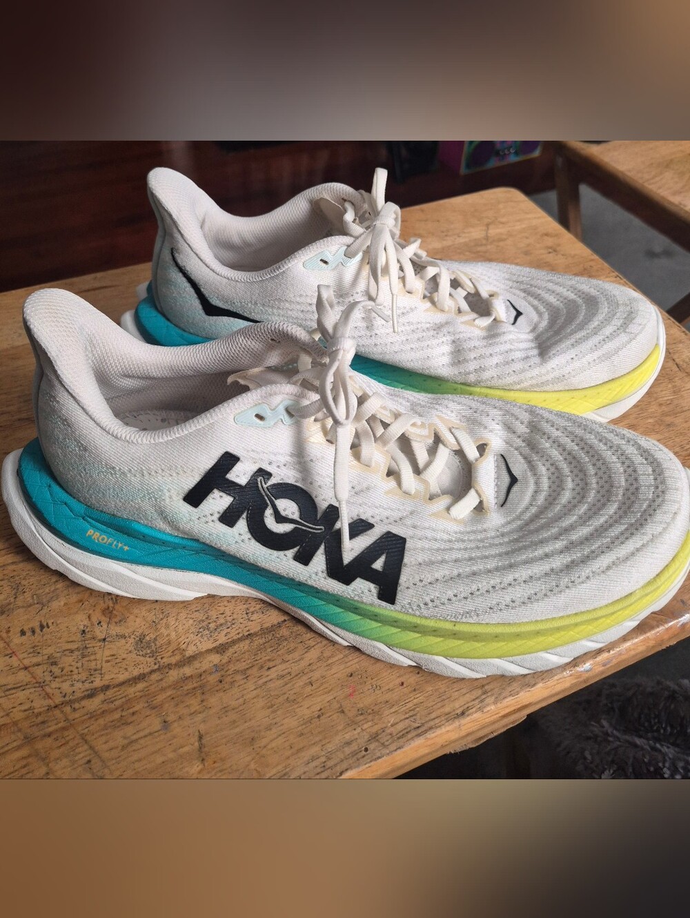 Hoka Mach 5 Running Shoes In "White/Blue Glass